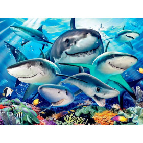  La Famille Requin Souriante Diamond Painting Poissons