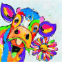  Vache à la Fleur, Pop Art Broderie Diamants Vaches