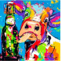  Vache Fêtarde Pop Art Broderie Diamants Vaches