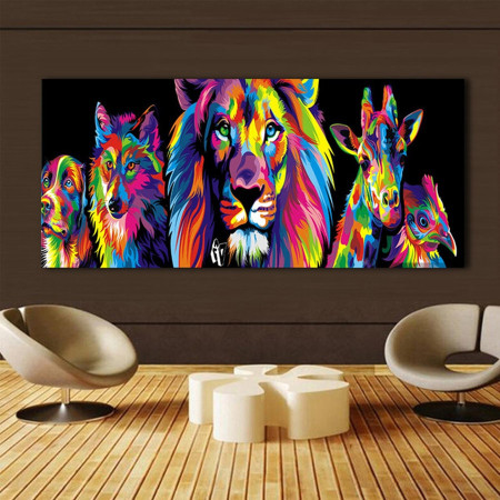  Pop Art Dieren Muurschildering Diamond Painting Kits Leeuwen & Tijgers