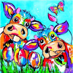  Vaches Fleuries Pop Art Broderie Diamants Vaches