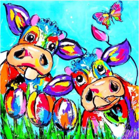  Vaches Fleuries Pop Art Diamond Painting Cows
