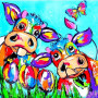  Vaches Fleuries Pop Art Diamond Painting Cows
