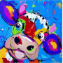Diamond-schilderij Lachende Pop Art-koe Diamant Painting Koeien