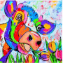 Pop Art Koe in Tulpen Diamant Painting Koeien