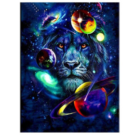 Diamantmalerei – Kosmischer Löwe, Wächter des Universums Diamond Painting Sets Löwen & Tiger