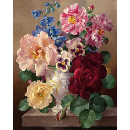  Blumen: Der Strauß weißer Rosen Diamond Painting Blumen