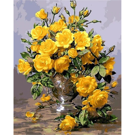  Le de Roses Jaunes Diamond Painting Fleurs