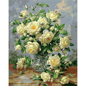  Bloemen: Het boeket witte rozen Diamond Painting bloemen