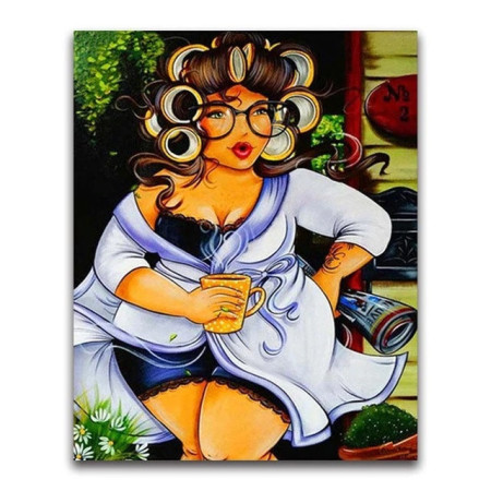  Roberta con i suoi bigodini Personaggi di Diamond Painting
