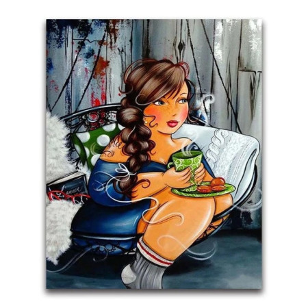  Woman Drinking Tea Diamond Painting Characters