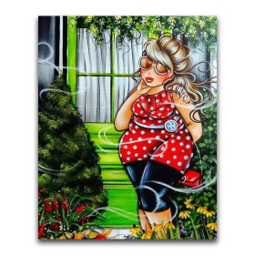  Vrouw in haar tuin Diamond Painting personages