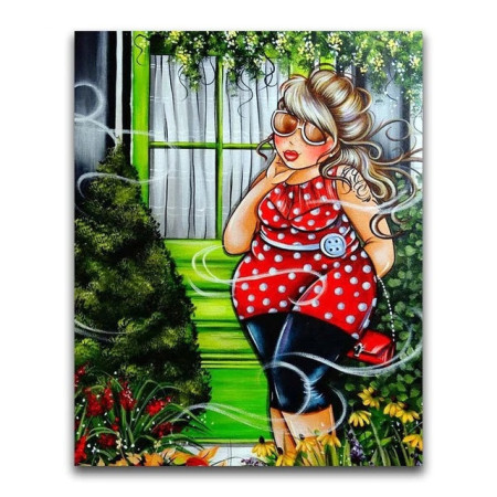  Frau in ihrem Garten Diamond Painting Figuren