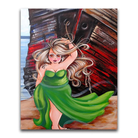 Vrouw op het strand Diamond Painting personages