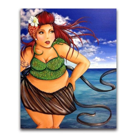  Donna dai capelli rossi in spiaggia Personaggi di Diamond Painting