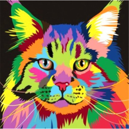  Kat: Het kleurrijke popportret Diamond Painting Katten