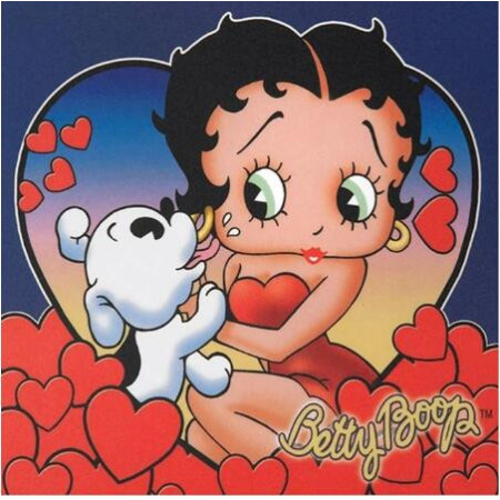  Betty Boop Multi Heart en haar hond Diamond Painting Betty Boop