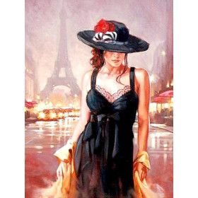  Woman with a Hat in Paris Diamond Painting Characters