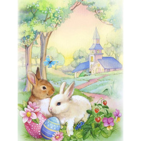  Easter Bunnies in the Village Diamond Painting Easter