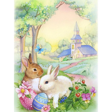  Coniglietti di Pasqua nel villaggio Diamond Painting di Pasqua