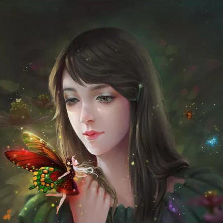  Butterfly Girl Emma Cartoon Diamond Painting