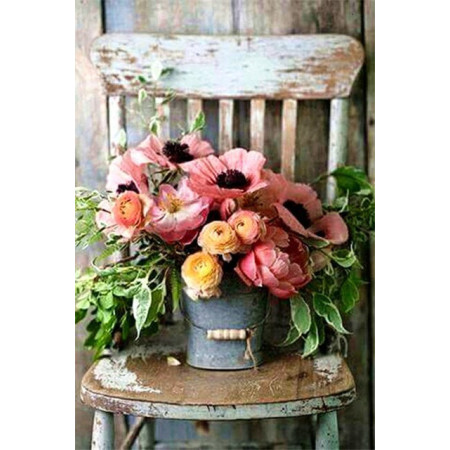  Aliona Flowers on a Chair Diamond Painting Flowers