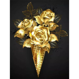  Schwarze und gelbe Blumen Juliette Diamond Painting Blumen