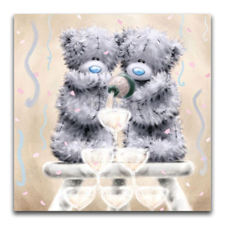  Champagne Teddybeer Diamond Painting Beertjes