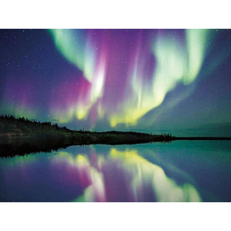  Reflets d'Améthyste sur le Lac Miroir Diamond Painting Aurore boreal