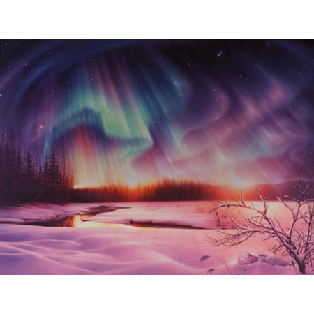 Horizon Rose et Brume de Givre Diamond Painting Aurore boreal