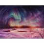  Horizon Rose et Brume de Givre Diamond Painting Aurore boreal
