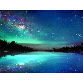  Symphonie de la Voie Lactée Boréale Diamond Painting Aurore boreal