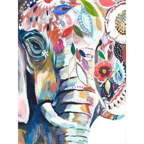  Éléphant Fleuri Artistique Diamond Painting Dessins animés