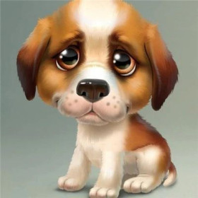  Verdrietige puppy met grote ogen Diamond Painting Honden