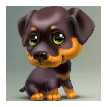  Cucciolo di Rottweiler con grandi occhi Diamond Painting Cani