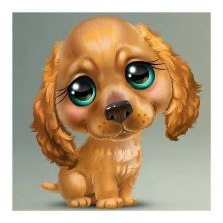 Diamantmalerei – Cocker Spaniel Welpe mit Rehaugen Diamond Painting Hunde
