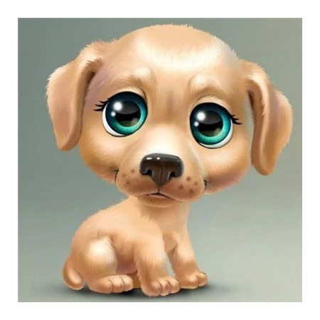  Puppy: De turquoise blik Diamond Painting Honden