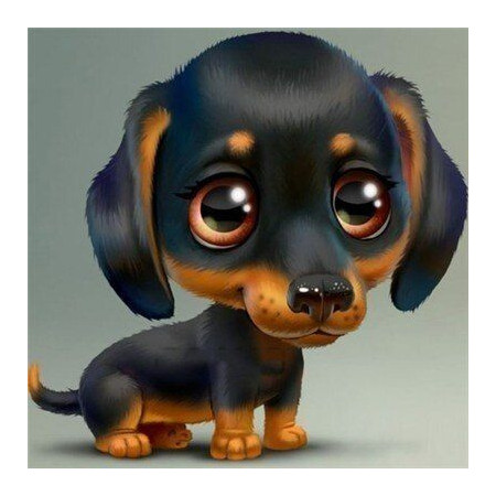  Cucciolo di bassotto con occhi dolci Diamond Painting Cani