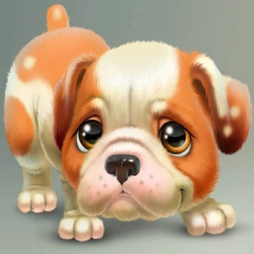  Bulldog: De Bulldog met zachte ogen Diamond Painting Honden