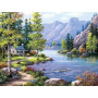  Landschaft: Das Chalet am See Diamond Painting Berge