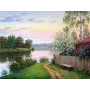 Diamantmalerei Ruhige Dämmerung auf dem See Diamond Painting Wald