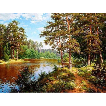  5D Waldlandschaft Fluss Diamond Painting Wald