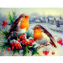  Rouges-gorges en Hiver Diamond Painting Oiseaux