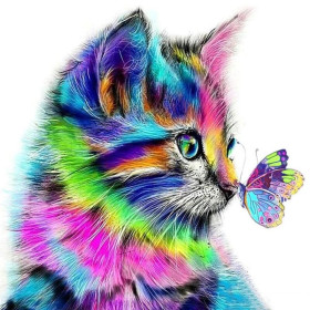  L'Arc-en-ciel Félin Diamond Painting Chats