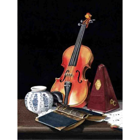  Violon Posé Sur Un Meuble Diamond Painting musique
