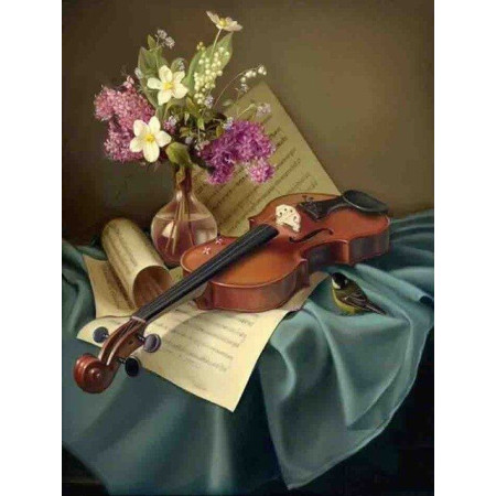  Violin with Little Bird Diamond Painting Music