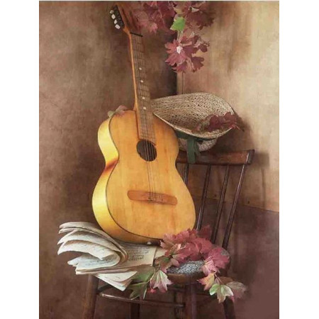  Guitar with a Hat Diamond Painting Music