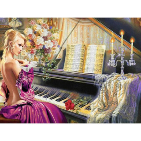  Piano Rosa Musica Diamond Painting
