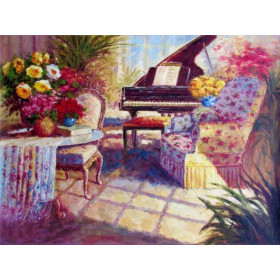  Piano Fleurie Diamond Painting musique