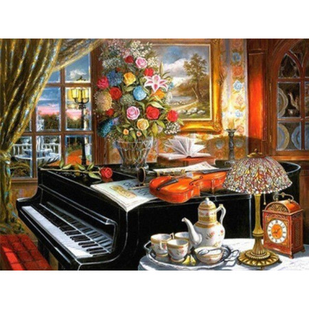  Tazza da tè pianoforte Musica Diamond Painting